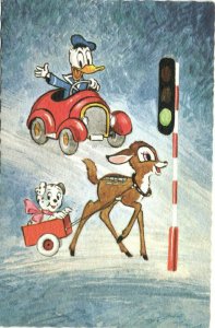 PC DISNEY, DONALD DUCK AND BAMBI, Vintage Postcard (b35860)