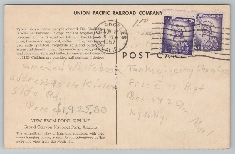 Train Station & Depot~Union Pacific RR CO Pub~Grand Canyon~Vintage Postcard 