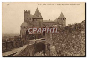 Postcard Old Cite Carcassonne Old Street to Aude Gate