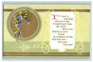 c.1910 Art Nouveau Valentine Poem Embossed Vintage Postcard F51