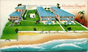 Strickland's Shangri-La Apartments Daytona Beach Florida postcard