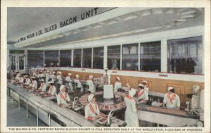 Wilson & Co Bacon Slicing Exhibit Old Postcard