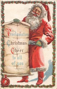 J6/ Santa Claus Christmas Postcard c1910 Proclamation Cheer 87