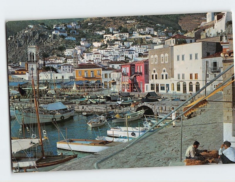 Postcard Partial view of the town and harbour, Hydra Island, Greece