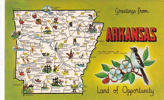 Greetings From Arkansas With Map