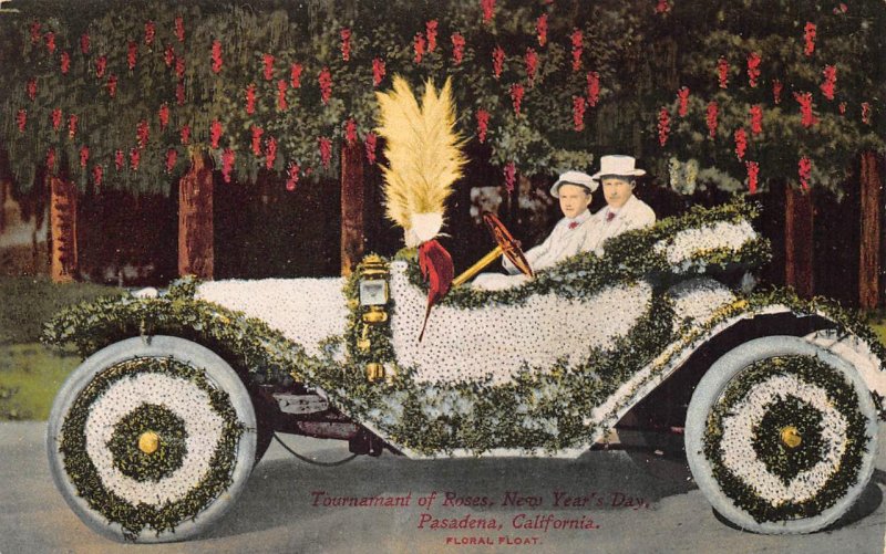 Tournament of Roses, Pasadena, CA Floral Parade Float Car ca 1910s Postcard