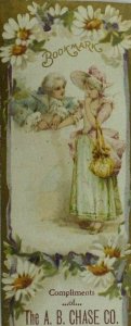 1870's-80's Bookmark The A. B. Chase Co. High Grade Pianos Lady Man Flirt P104