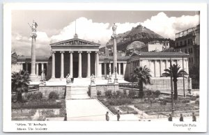 Vintage Black & White Postcard Athens The Academy Greece Perla 57