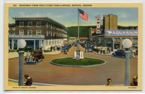 Broadway From Trail's End Turn A Round Seaside Oregon linen postcard