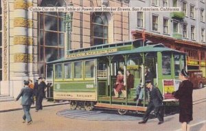 Cable Car On Turn Table At Powell And Market Streets San Francisco California