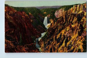 Grand Canyon of the Yellowstone Great Falls in the Distance Montana Postcard