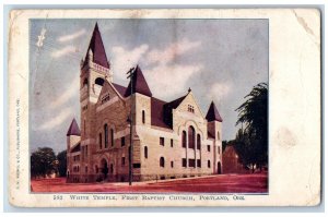 Portland Woodstock Oregon OR Postcard White Temple First Baptist Church c1905