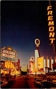 Postcard Night View of Fremont Street From Second Street in Las Vegas, Nevada