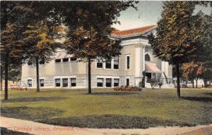 B42/ Greenville Ohio Postcard 1908 Carnegie Library Building Darke County