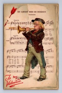 VALENTINE HOLIDAY GERMANY DU LIEGST MIR IM HERZEN MUSIC TUCK POSTCARD 1910