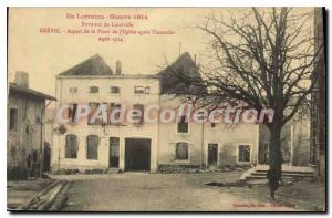 Postcard Old Crevic Appearance Of The Place Of I'Eglise After I'Incendie