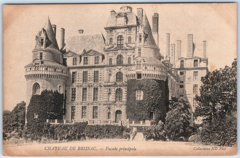 c1900s Brissac, France Chateau Main Facade Renaissance Architecture Towers A352