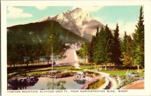 Cascade Mountain From Administration Building Postcard Banff Canadian Rockies