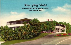 Postcard MO Carter County Van Buren Rose Cliff Hotel Roadside LINEN 1940s V56