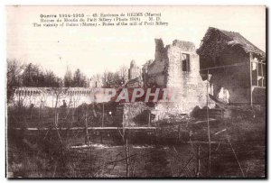Old Postcard Reims Around Reims line Ruins of mill Small Sillery (1918) Army