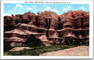 Bad Lands Near Scenic East of the Black Hills South Dakota SD Mountain Postcard