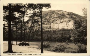 Shorey 1312 White Horse Ledge Over Echo Lake & Car Real Photo Postcard