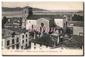 Old Postcard Hendaye The Church views towards the Beach and Cape Figuier