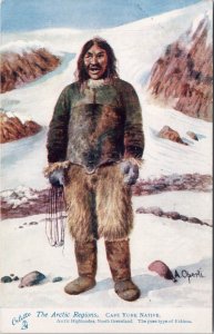 Cape York Native Inuit Man Arctic Highlander North Greenland Tuck Postcard H35