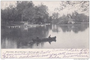 BALTIMORE, Maryland, PU-1908; Boat Lake, Druid Hill Park, Row Boat