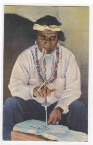 Pueblo Native American Indian Turquoise Driller New Mexico linen postcard