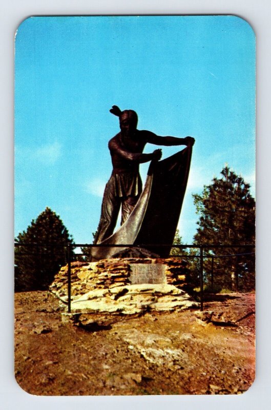 Postcard Nebraska Lincoln Pioneer Park Smoke Signal Statue Native American 1960s