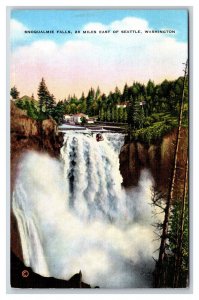 Snoqualmie Falls Snoqualmie Washington WA UNP Linen Postcard Y10