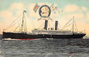 S.S. CALIFORNIA ANCHOR LINE SHIP HANDS ACROSS THE SEA ENGLAND USA POSTCARD 1910