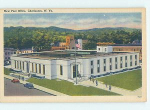 Linen POST OFFICE SCENE Charleston West Virginia WV AF0934