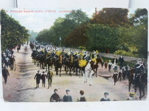 Antique Postcard 13th Hussars March Down Aveue Aldershot Posted 1908