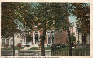 Vintage Postcard 1924 Residence Of The Late James Whitcomb Riley Indianapolis IN