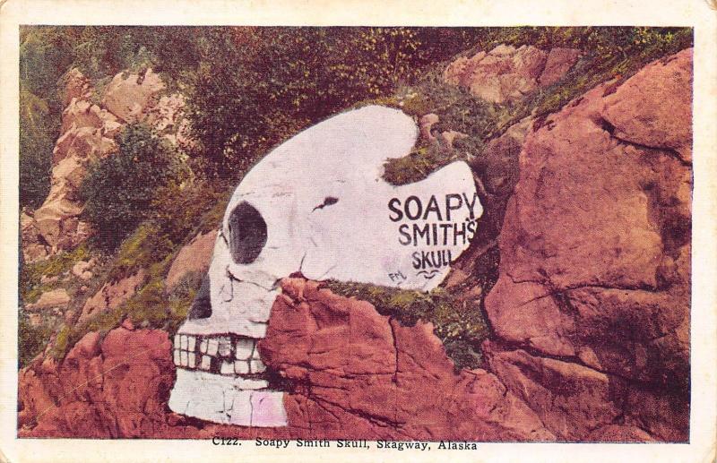 Scagway Alaska c1920 Postcard Soapy Smith Skull Klondike