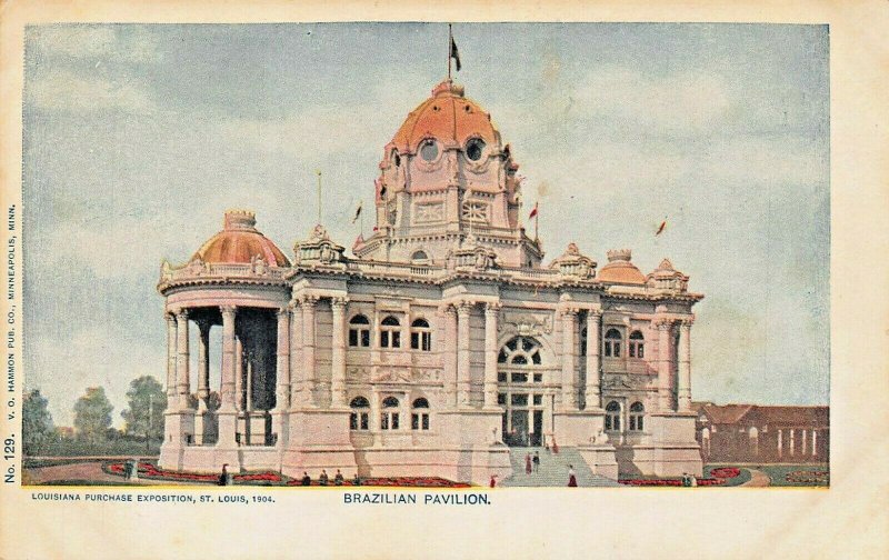 ST LOUIS MO~LOUISIANA PURCHASE EXPOSITION~BRAZILIAN PAVILION 1904 POSTCARD