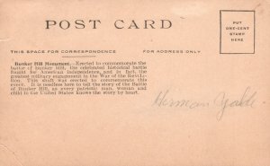 Vintage Postcard Bunker Hill Monument Historical Fought Boston Massachusetts MA