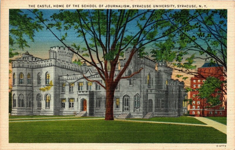 Castle Home School Jounalism Syracuse University New York NY Linen Postcard VTG  