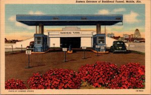 VINTAGE POSTCARD BANKHEAD TUNNEL MOBILE ALABAMA OLD CARS c. 1940