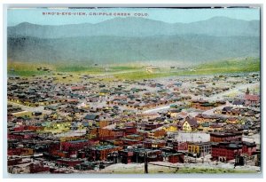 c1950's Birds Eye View Buildings Roads Houses Cripple Creek Colorado CO Postcard