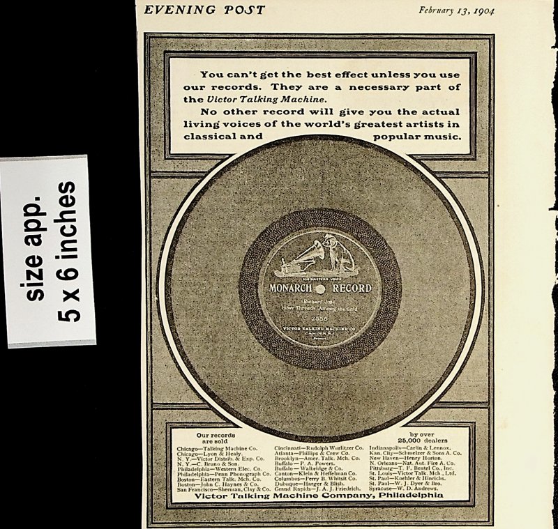 1904 Monarch Record Victor Talking Machine Co Vintage Print Ad 5142