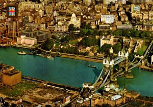 England London Tower Bridge Aerial View 1989