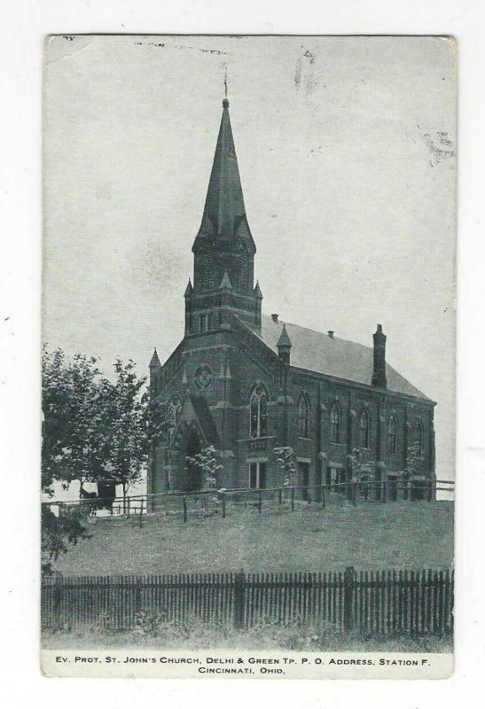 1907-15 St Johns Church Cincinnati Ohio Divided Back Postcard