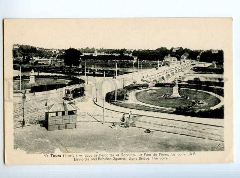 235596 FRANCE TOURS Rabelais square TRAM Vintage postcard