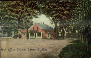 Sandwich Cape Cod MA Post Office Square c1910 Unused Postcard