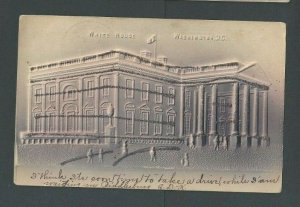 1906 Post Card Wash DC White House Purple Tint W/Glitter Airbrushed Embossed