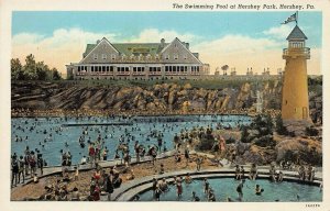 The Swimming Pool at Hershey Park, Hershey, PA., Early Postcard, Unused