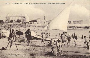 Postcard C-1910 France Sete Beach Photographer Sailboat FR24-3501